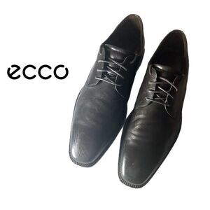 ECCO City Tray Plain Toe Derby Dark Brown Leather Shoes Mens size 45 (12)